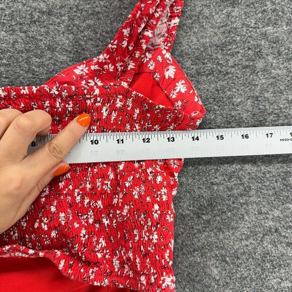 Japna Cropped Top Women S Small Red Floral Sleeveless Wide Strap Rayon Lined - Picture 3 of 6